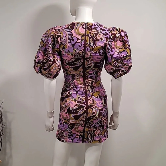 TED BAKER Flickl – Short Sleeve Printed Mini Dress Blk Pink  - Picture 7 of 13